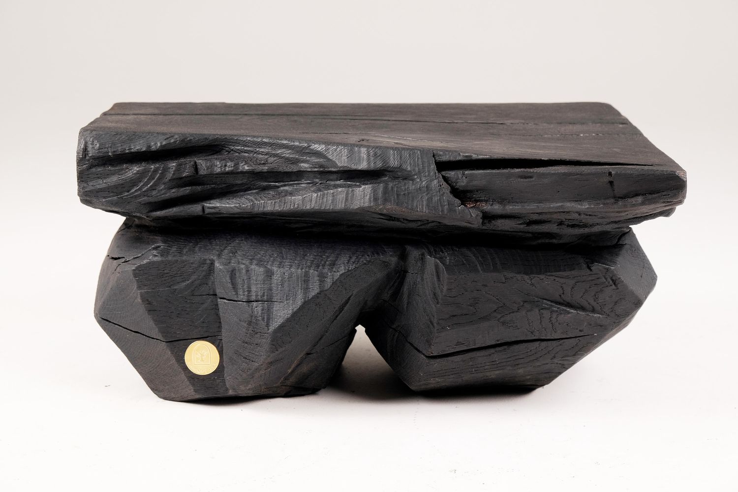Jownik, Charred Carved Bench/Side Table Jownik, Charred Carved Bench/Side Table