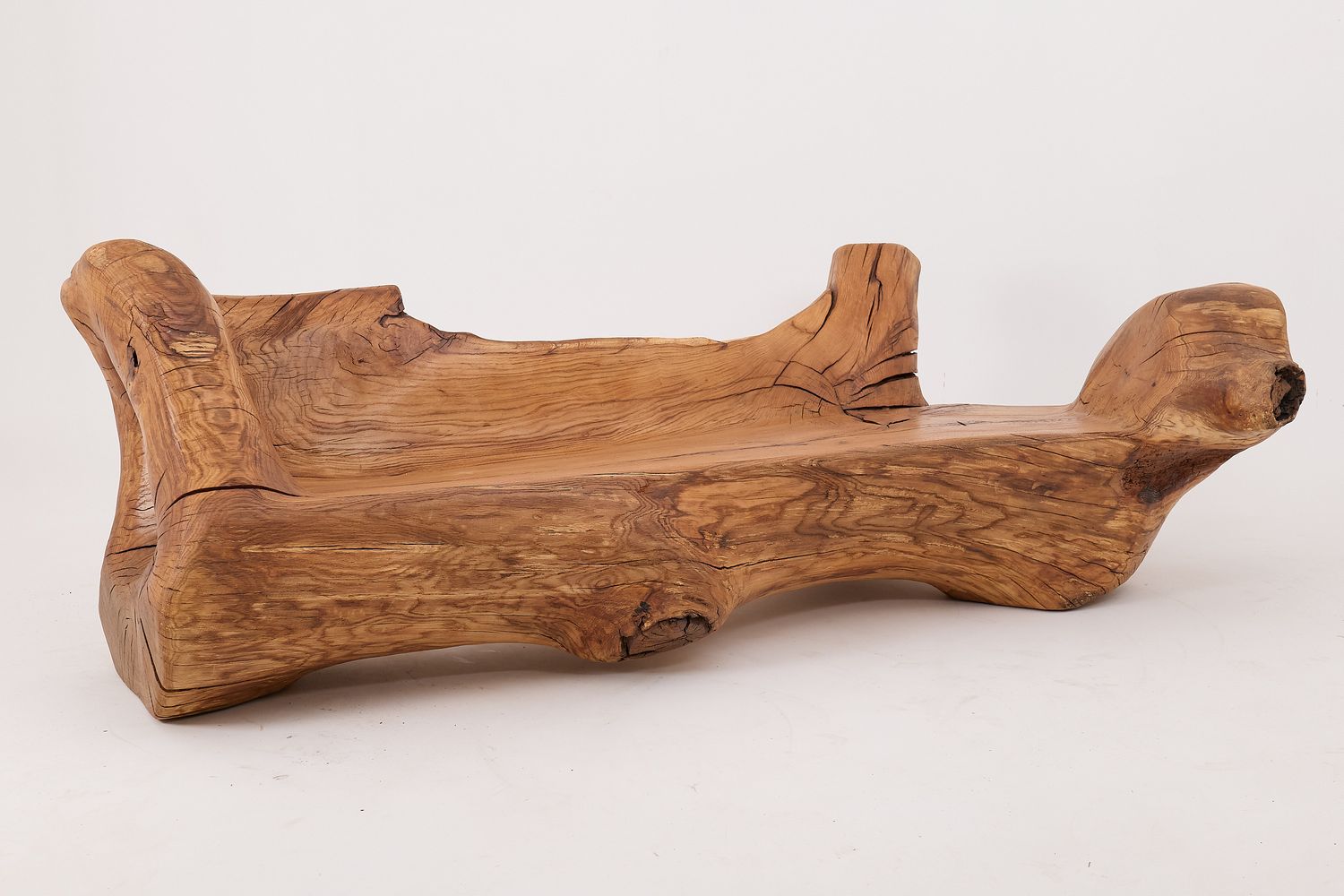 XXL Solid Carved Wood Bench With Raw Organic Form Indoor, & Outdoor, Logniture XXL Solid Carved Wood Bench With Raw Organic Form Indoor, & Outdoor, Logniture