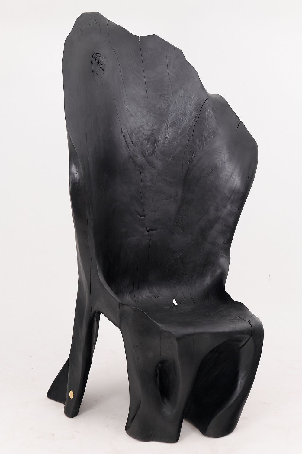 XXL Charred Black Wood Throne Chair in Organic Form by Logniture