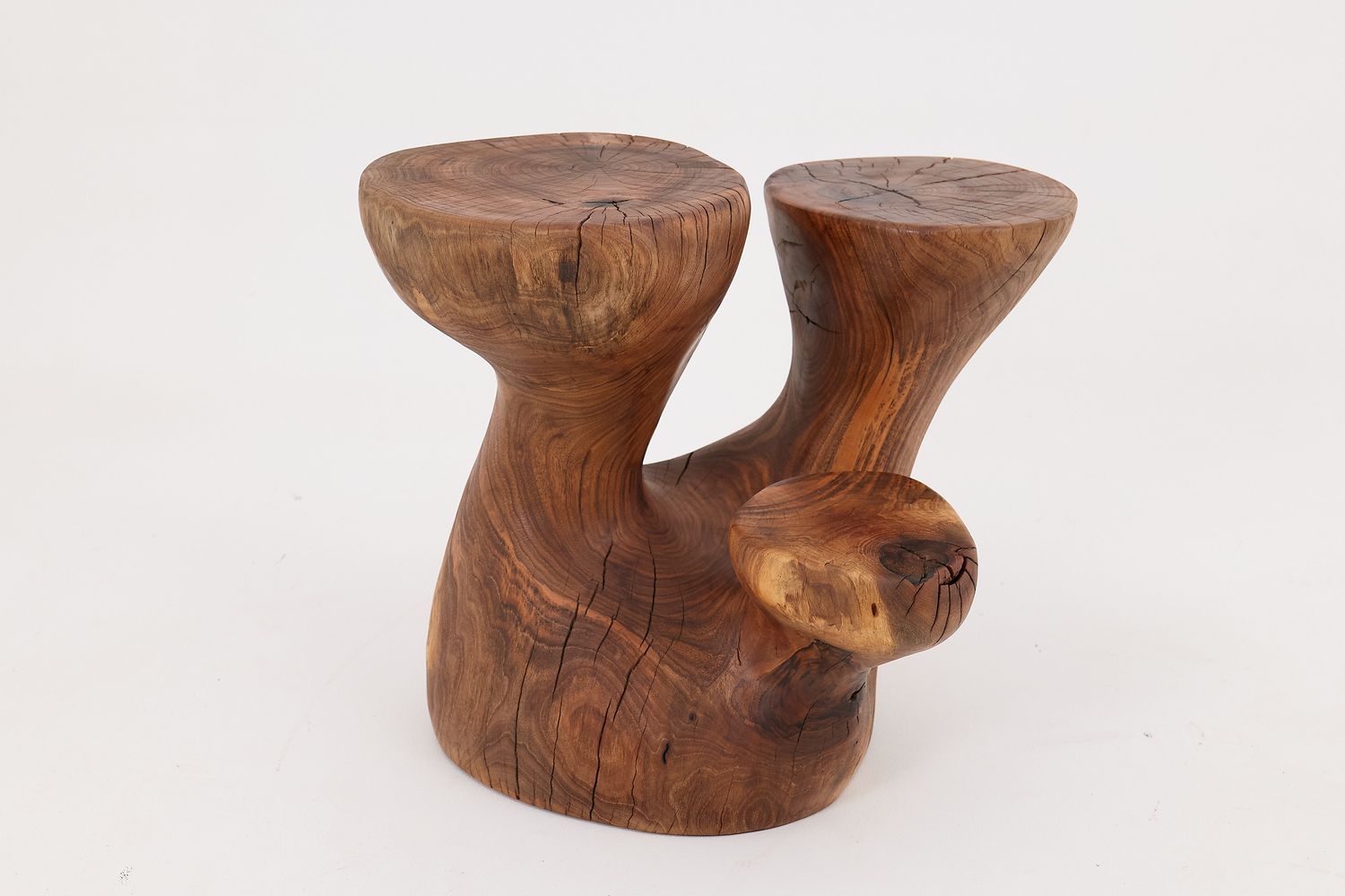 Logniture, Walnut Solid Wood Sculptural Side Table, Original Contemporary Design Logniture, Walnut Solid Wood Sculptural Side Table, Original Contemporary Design