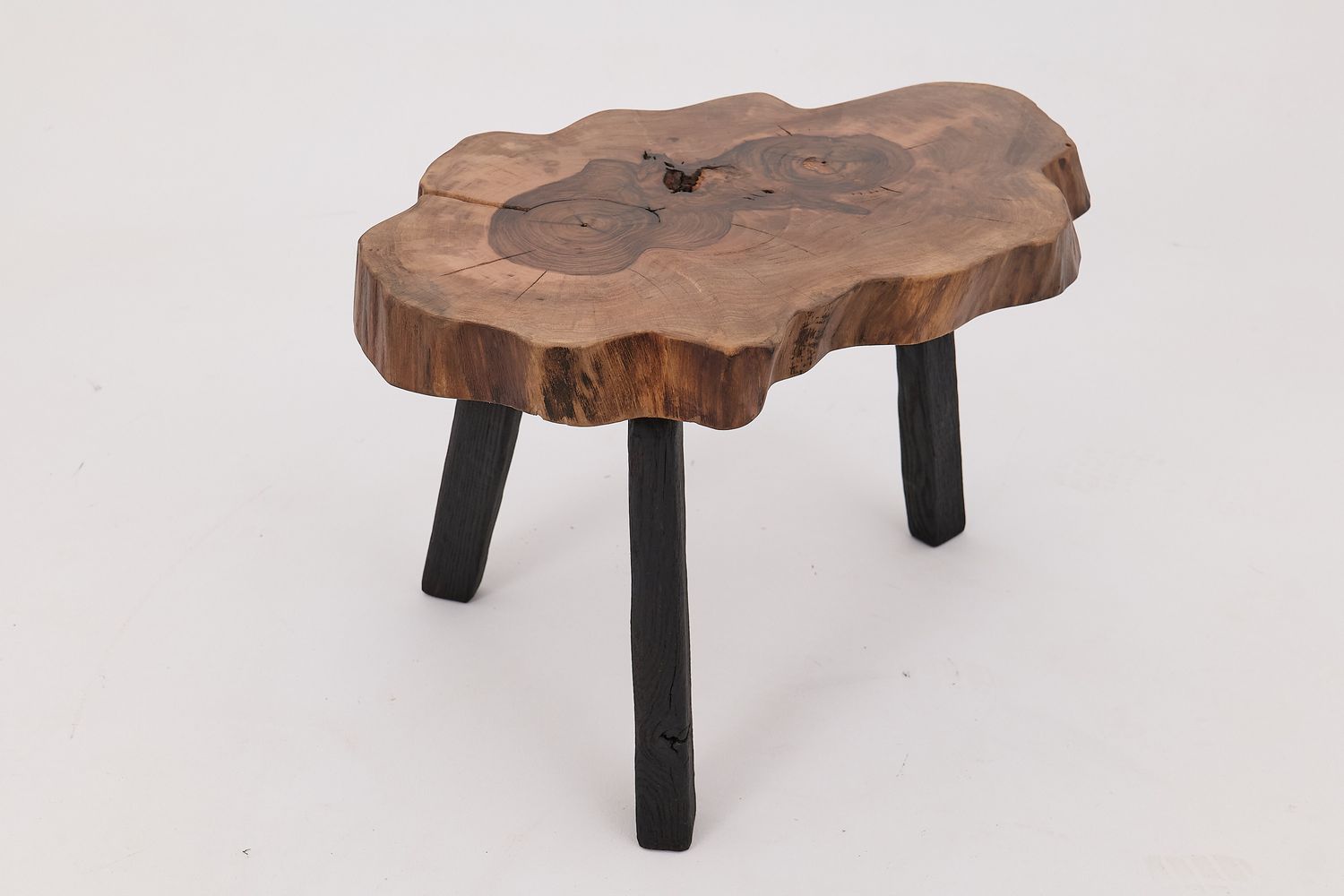 Logniture, Rustic Sculptural Coffee Table, Walnut & Burnt Black Oak, Unique Logniture, Rustic Sculptural Coffee Table, Walnut & Burnt Black Oak, Unique