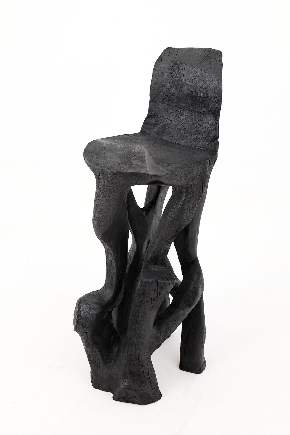 Makha, Solid Wood Sculptural Bar Chair, Original Contemporary Design, Logniture Makha, Solid Wood Sculptural Bar Chair, Original Contemporary Design, Logniture