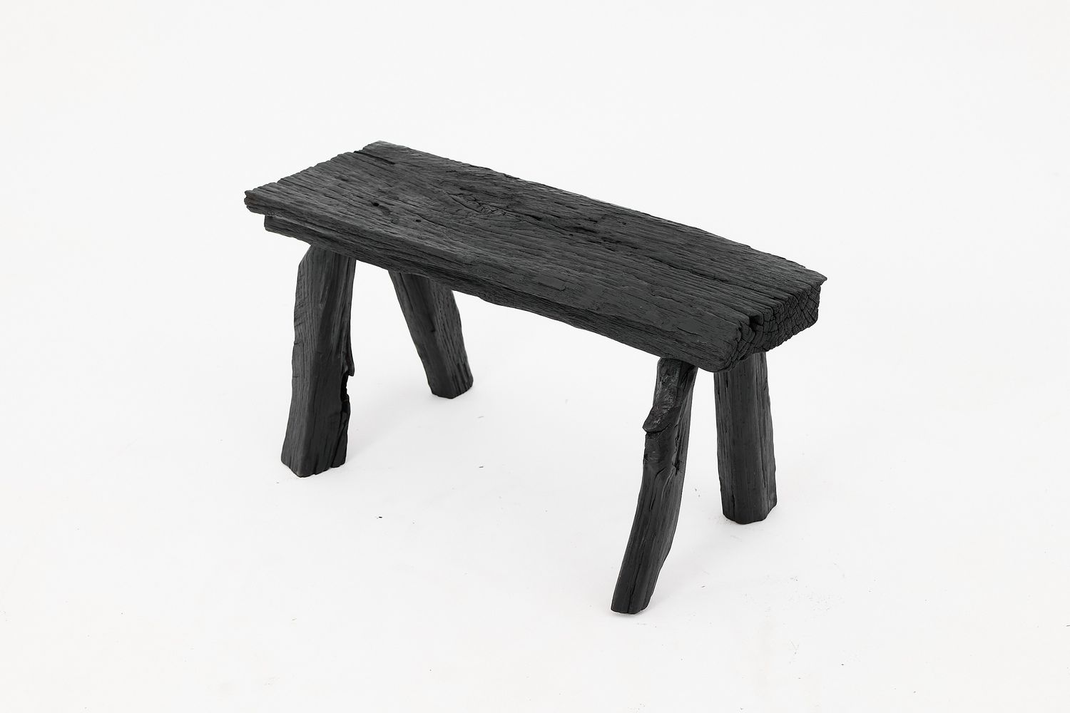 Rustic Blackened Wood stool with Raw Organic Form Indoor & Outdoor
