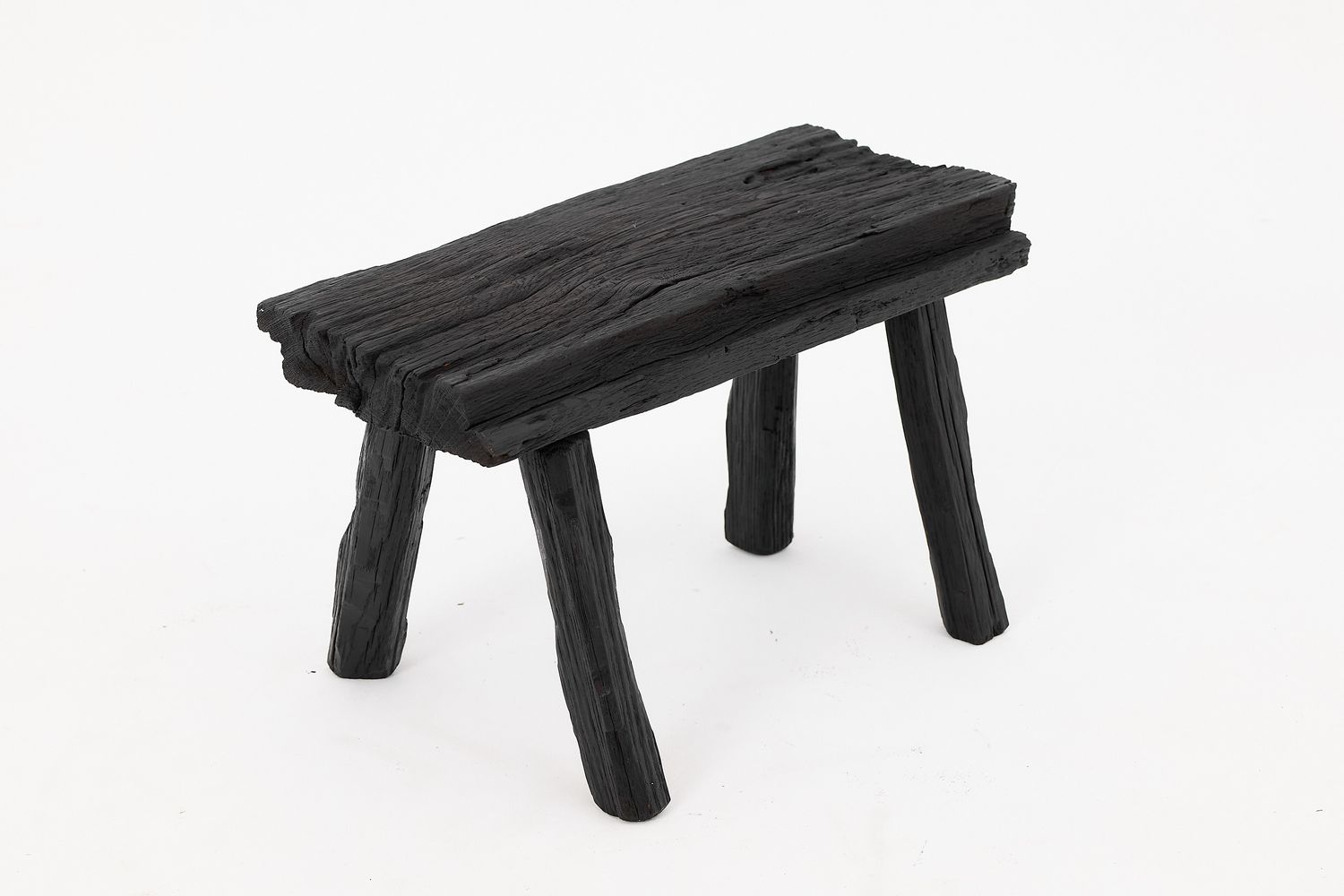 Rustic Blackened Wood stool with Raw Organic Form Indoor & Outdoor Rustic Blackened Wood stool with Raw Organic Form Indoor & Outdoor