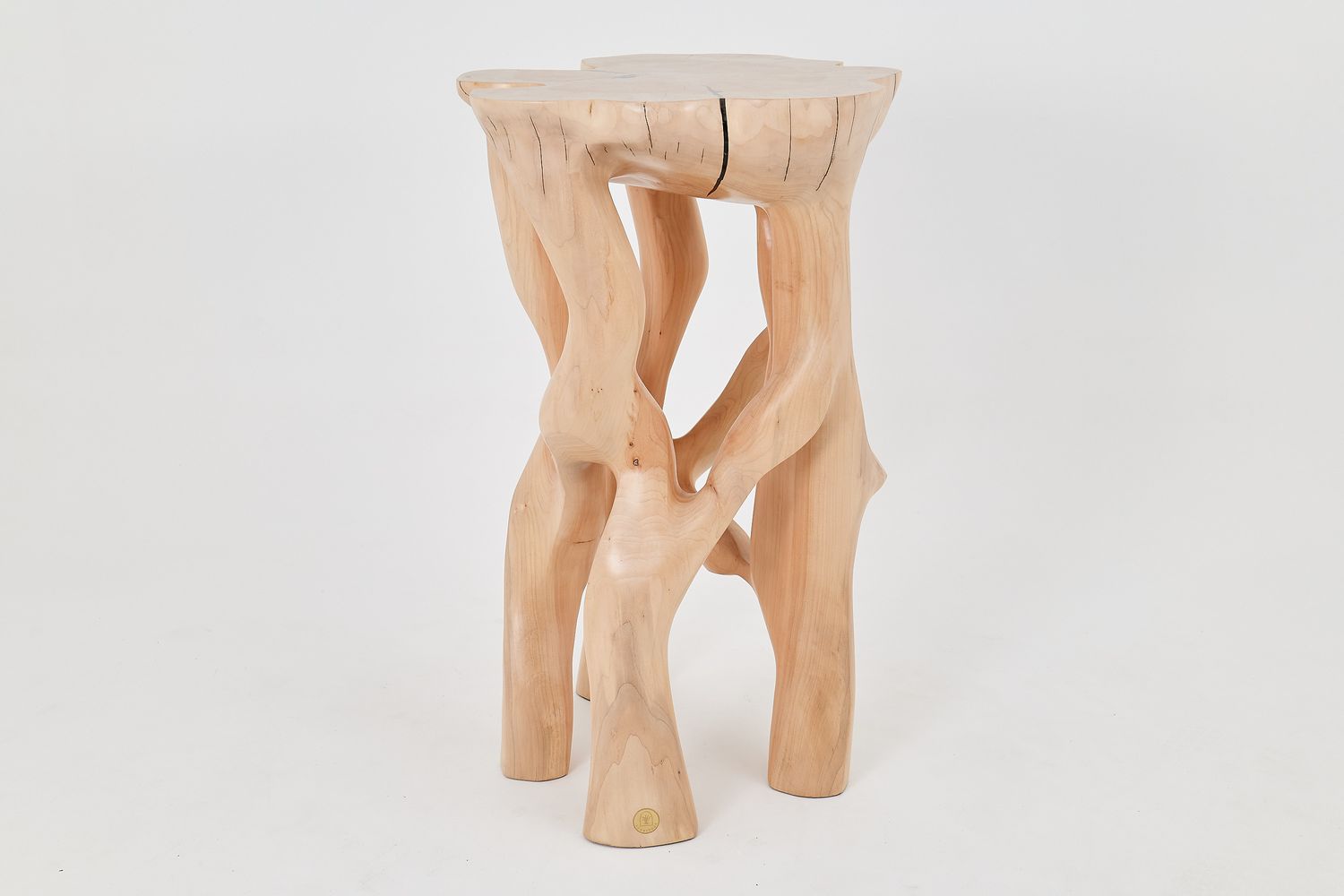 Solid Wood Sculptural Side Table, Original Contemporary Design Solid Wood Sculptural Side Table, Original Contemporary Design