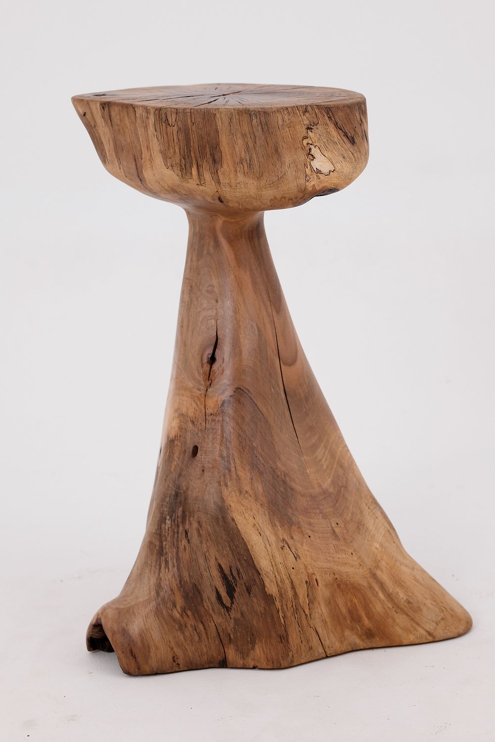 Walnut Solid Wood Sculptural Side Table, Original Contemporary Design Walnut Solid Wood Sculptural Side Table, Original Contemporary Design