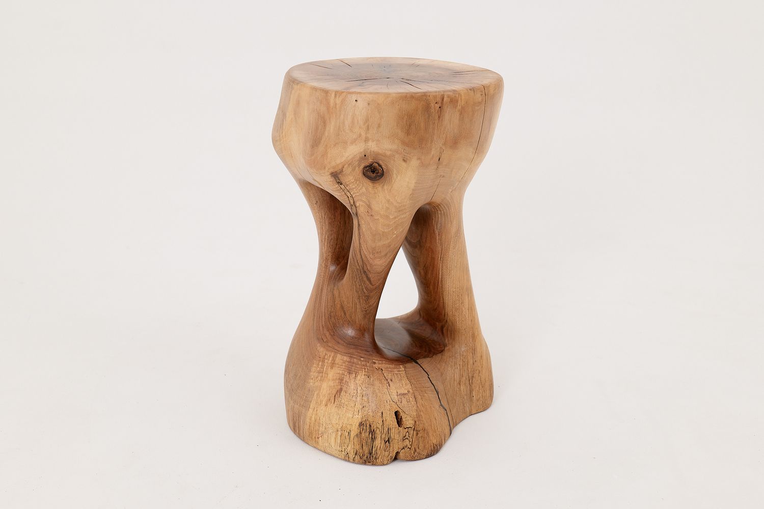 Walnut Solid Wood Sculptural Side Table, Original Contemporary Design Walnut Solid Wood Sculptural Side Table, Original Contemporary Design