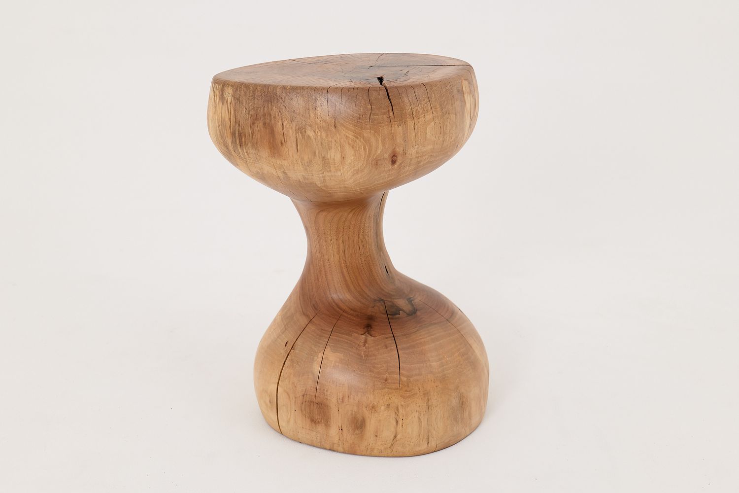 Walnut Solid Wood Sculptural Side Table, Original Contemporary Design Walnut Solid Wood Sculptural Side Table, Original Contemporary Design