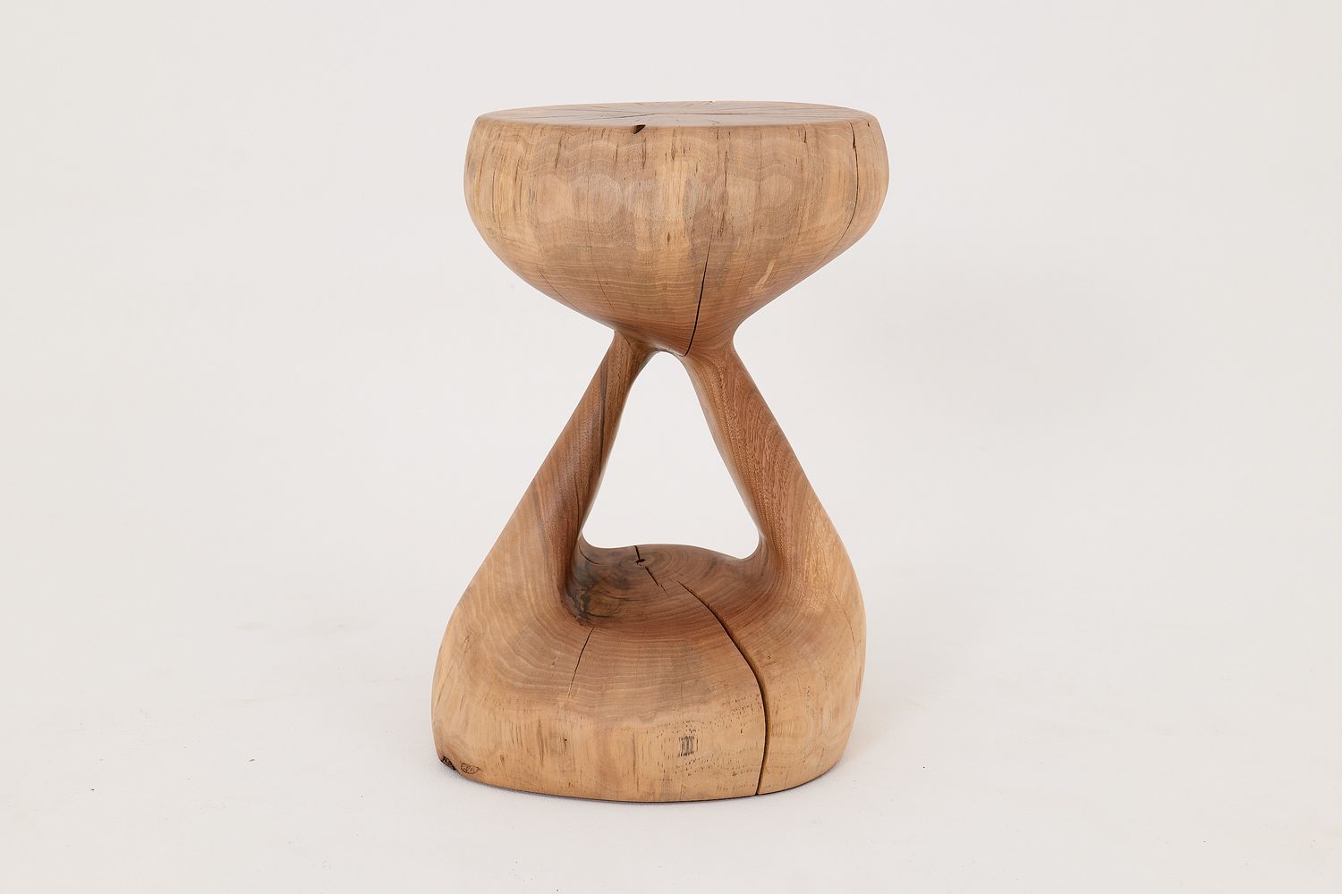 Walnut Solid Wood Sculptural Side Table, Original Contemporary Design Walnut Solid Wood Sculptural Side Table, Original Contemporary Design