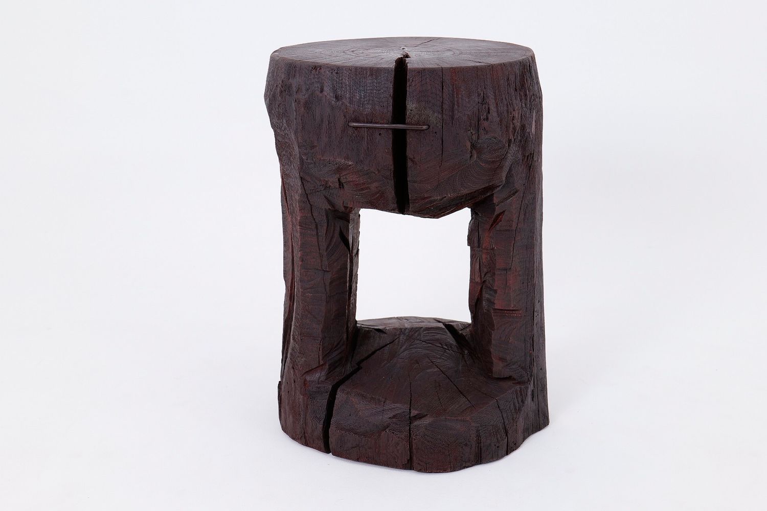 Sculptural Hardwood Side Table, Coffee Table, Red Stain, Hand-Carved, Sculptural Hardwood Side Table, Coffee Table, Red Stain, Hand-Carved,