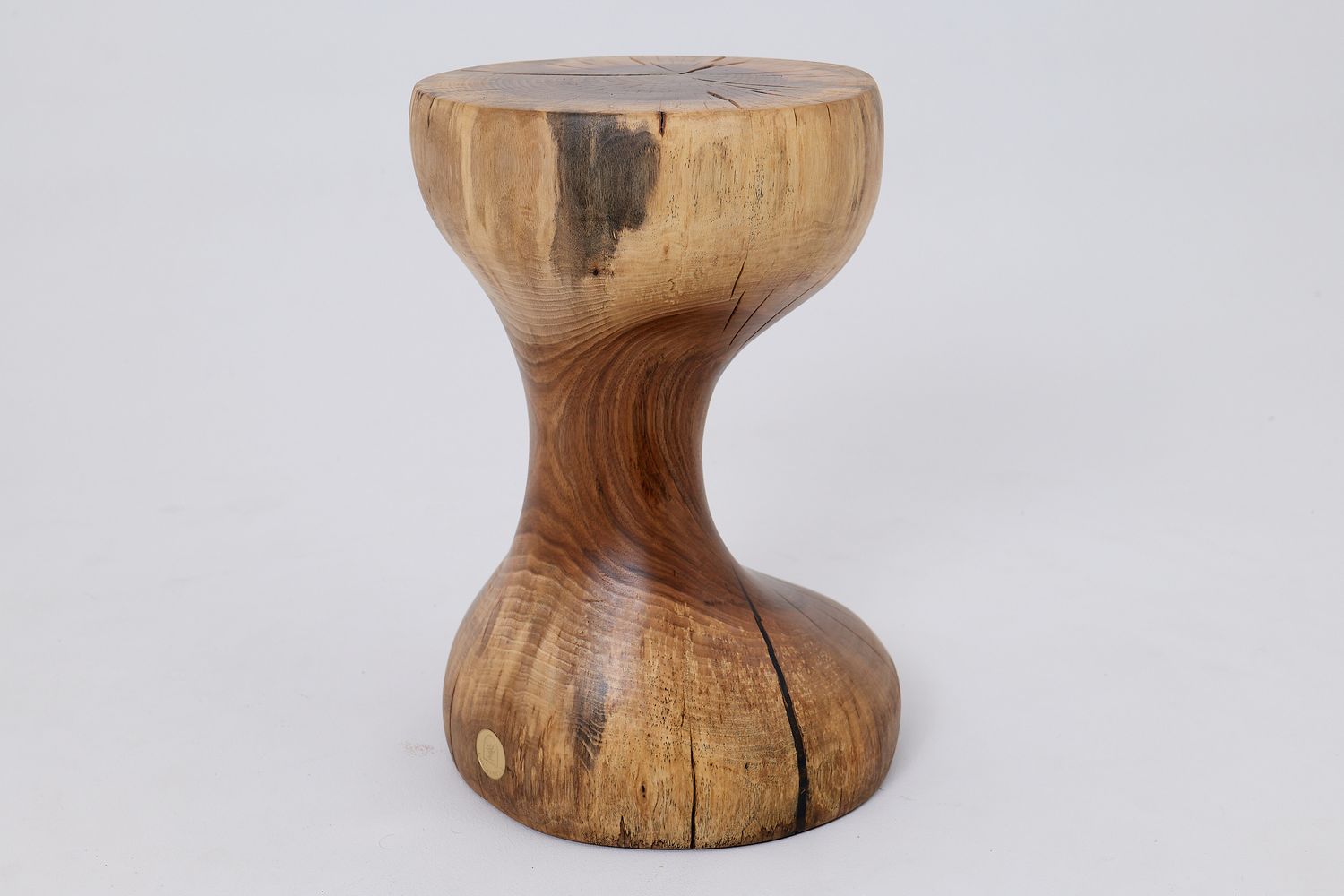 Sculptural Side Table, Stool, Solid Wood, Walnut, Contemporary Design