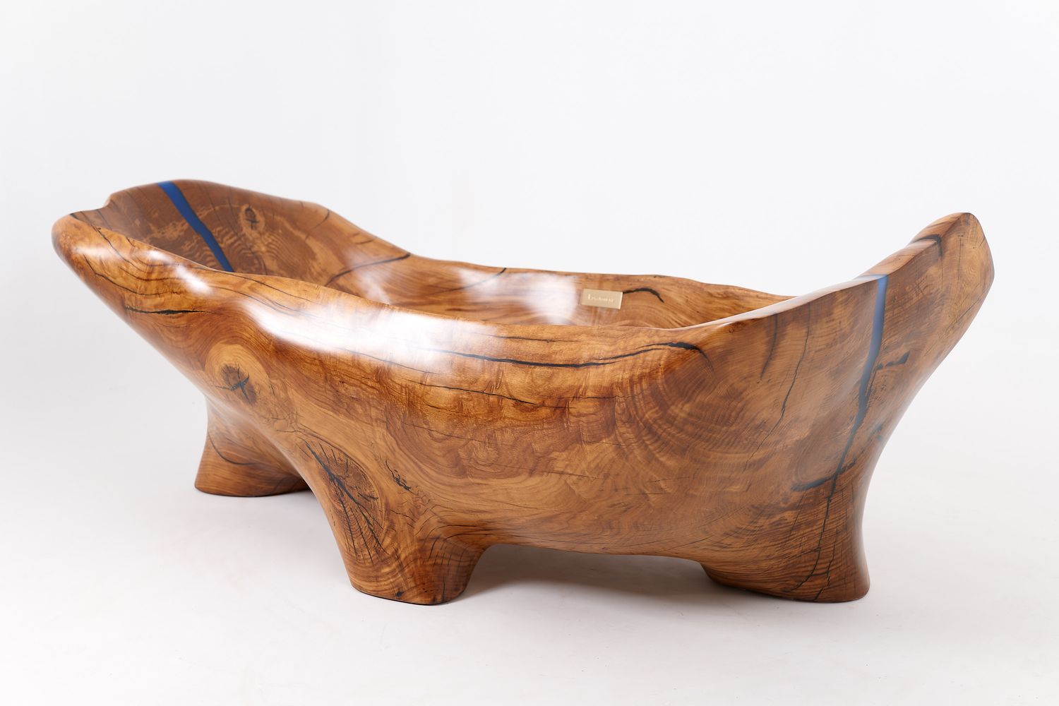 Live Edge Bathtub Carved from Single Piece of Wood, Fully Functional