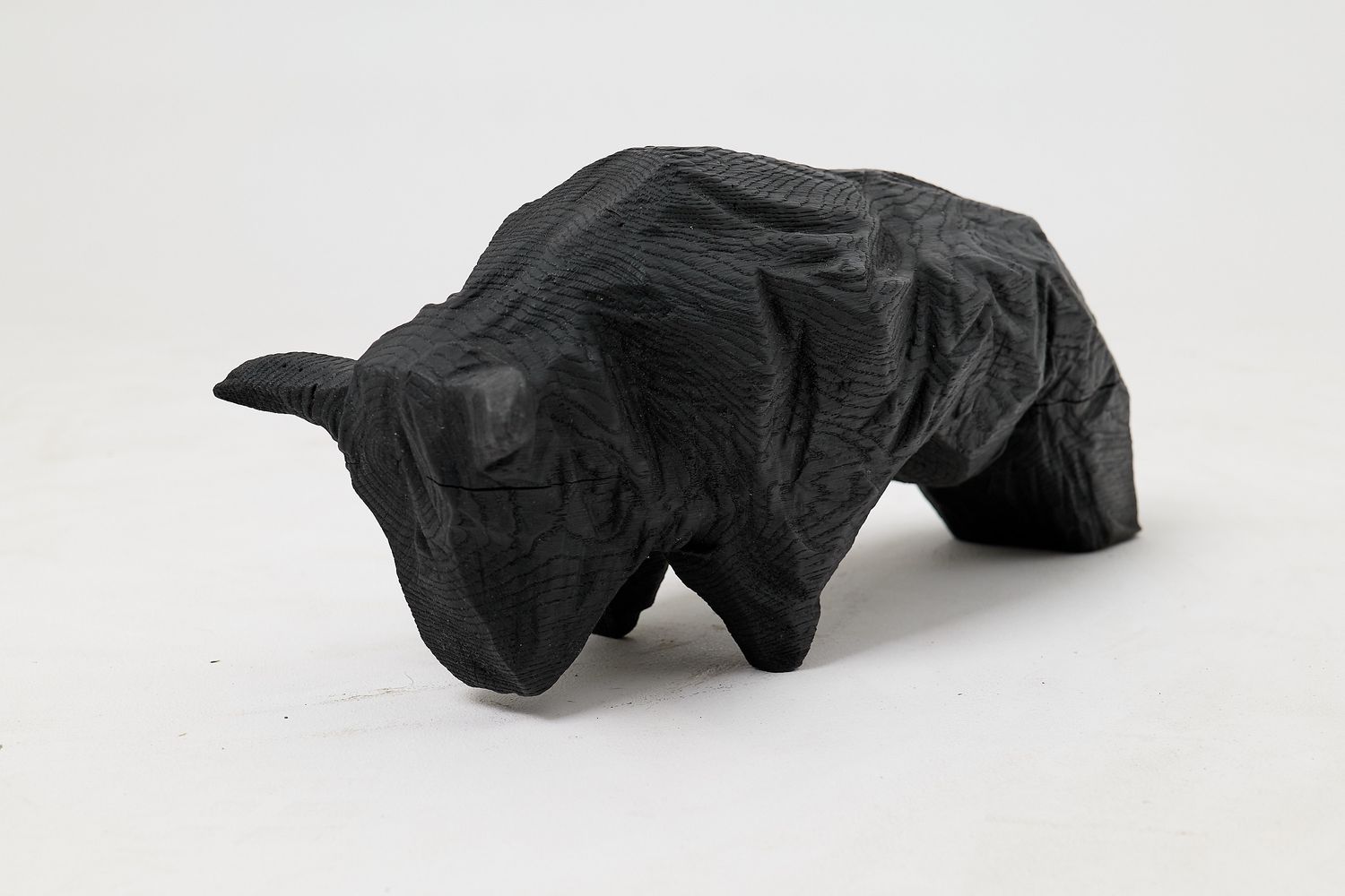 Taurus, Chainsaw Carved, Burnt Oak, Handmade, Black, Charred Taurus, Chainsaw Carved, Burnt Oak, Handmade, Black, Charred