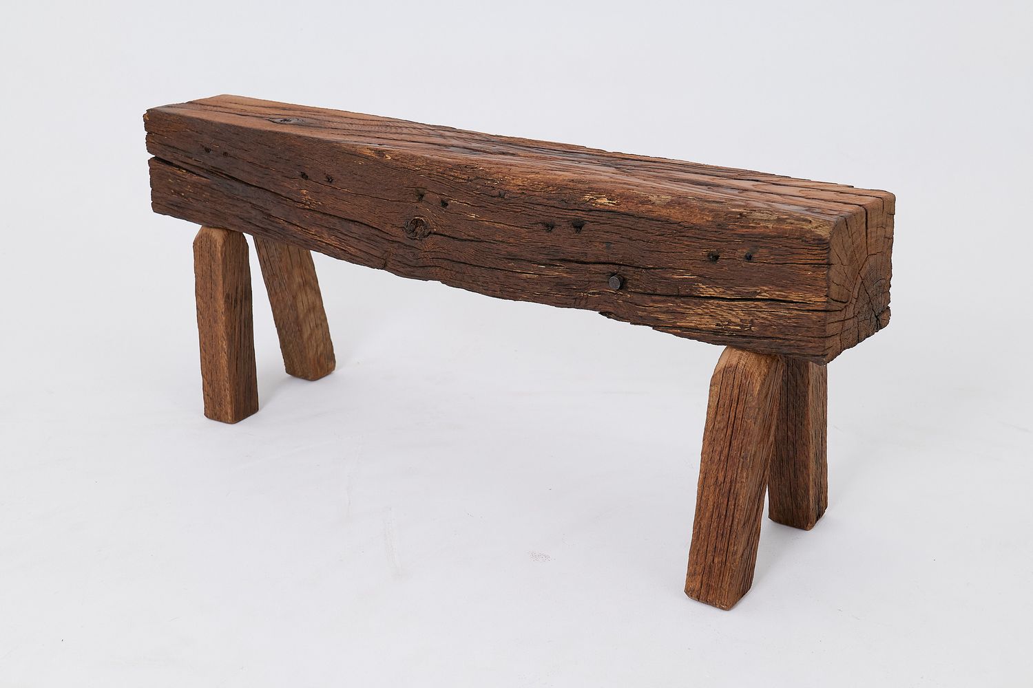 Bench, Reclaimed Wood Beam, Rustic, Organic Form, Indoor & Outdoor