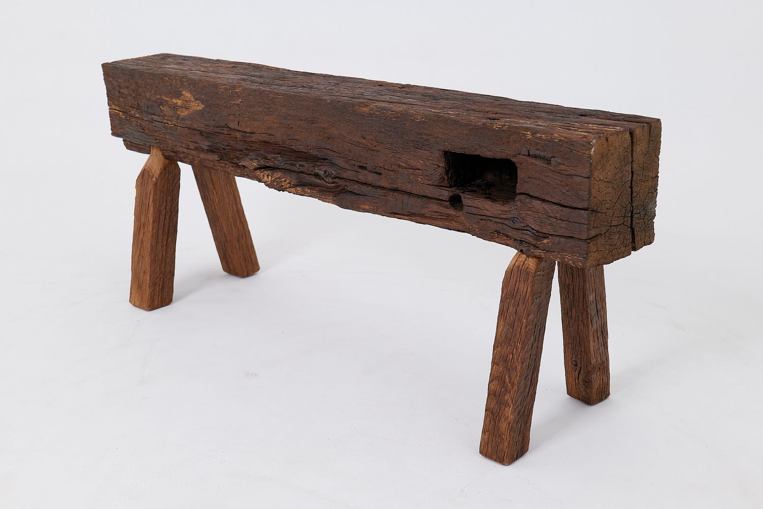 Bench, Reclaimed Wood Beam, Rustic, Organic Form, Indoor & Outdoor