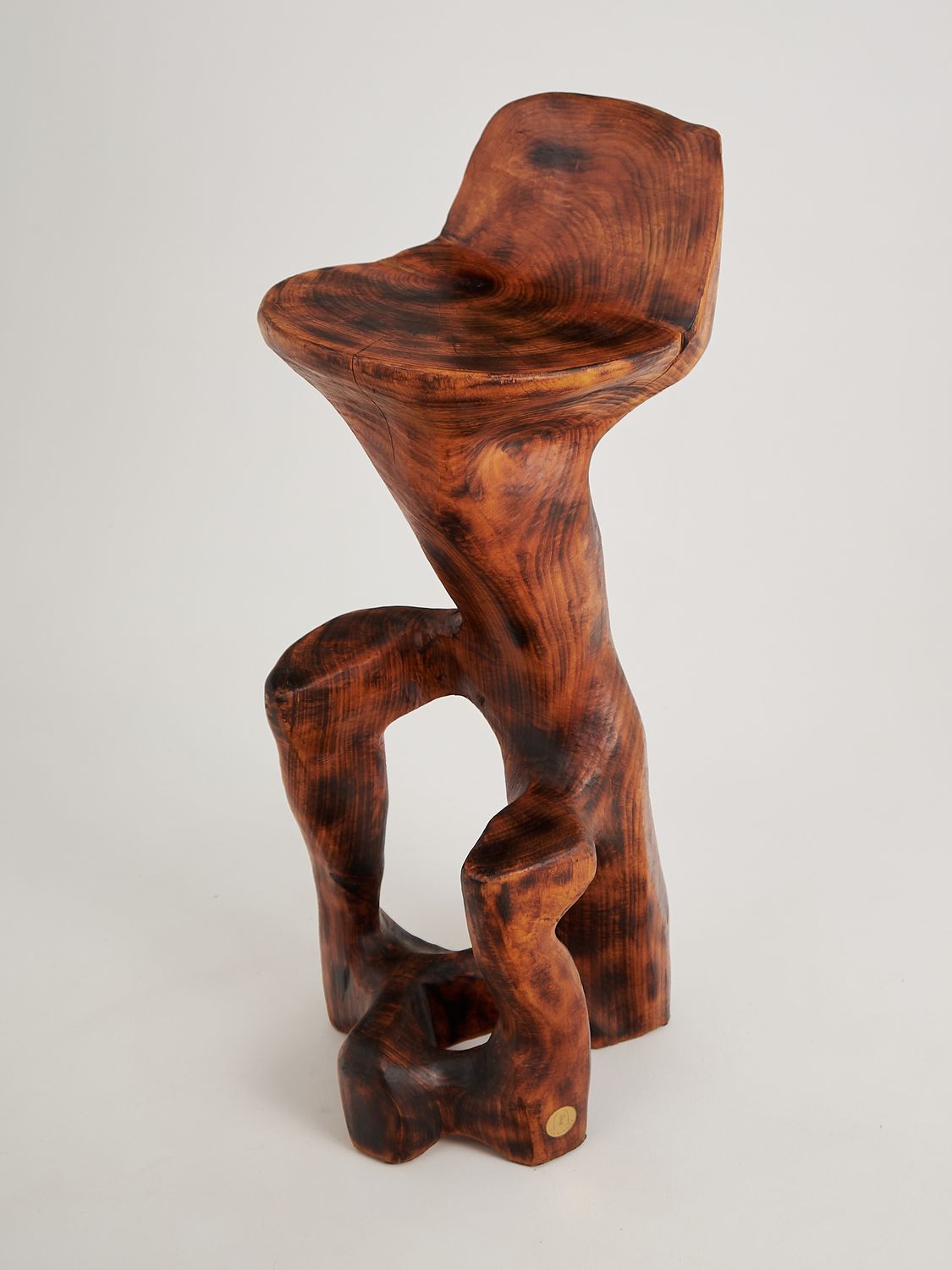 Makha. Sculptural Bar Chair in Burnished Hardwood