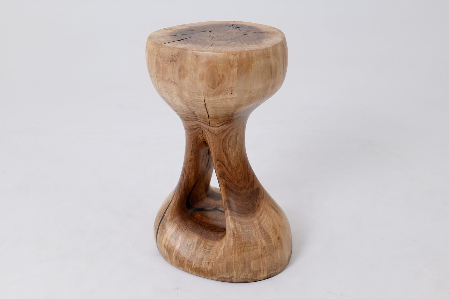 Sculptural Side Table, Stool, Solid Wood, Walnut, Contemporary Design Sculptural Side Table, Stool, Solid Wood, Walnut, Contemporary Design