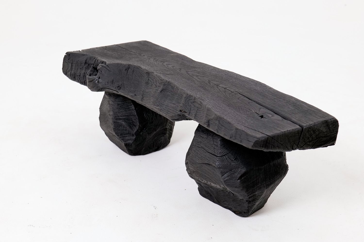 Solid Wood Bench, Log Bench, Charred, Organic, Modern Sculptural Seat
