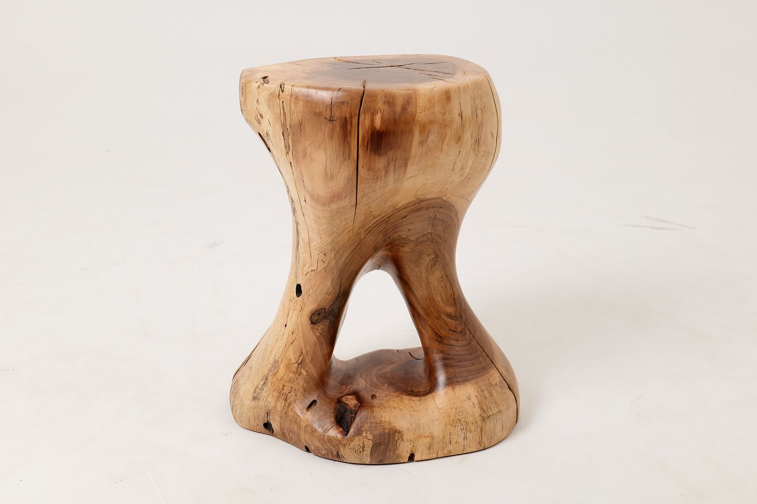 Sculptural Side Table, Stool, Solid Wood, Walnut, Contemporary Design Sculptural Side Table, Stool, Solid Wood, Walnut, Contemporary Design