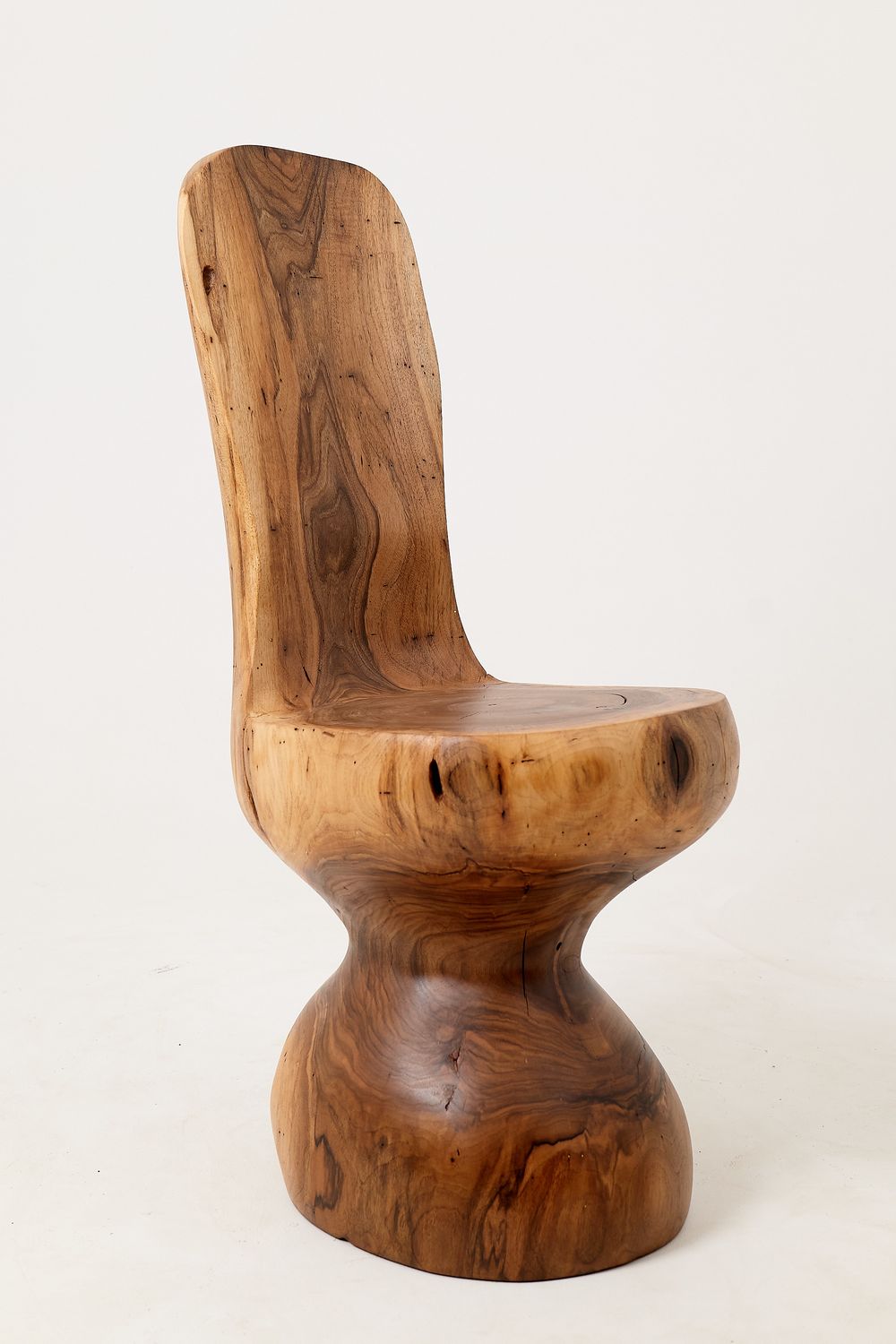 Chair , Carved From Single Piece of Walnut Wood, Log Furniture