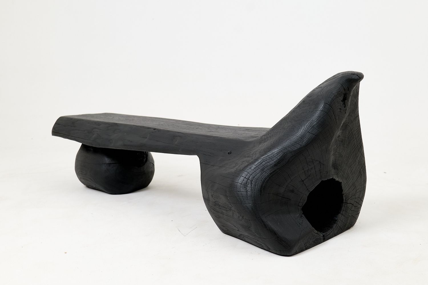 Solid Wood Bench, Log Bench, Charred, Organic, Modern Sculptural Seat