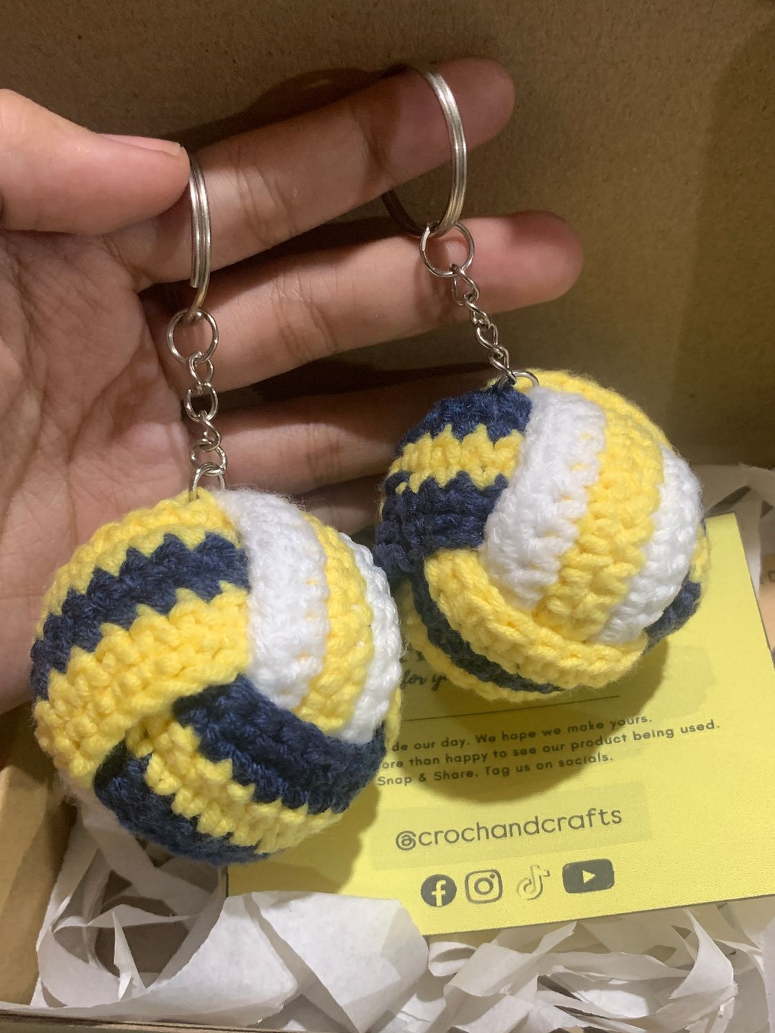Volleyball Crochet Keychain