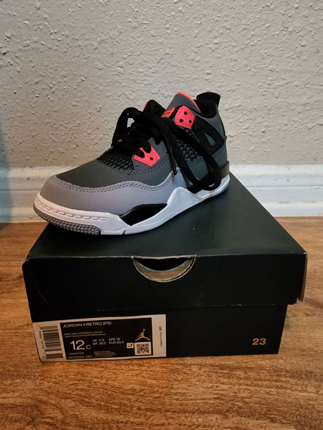 Jordan 4 Retro (PS) Grey Infrared Black