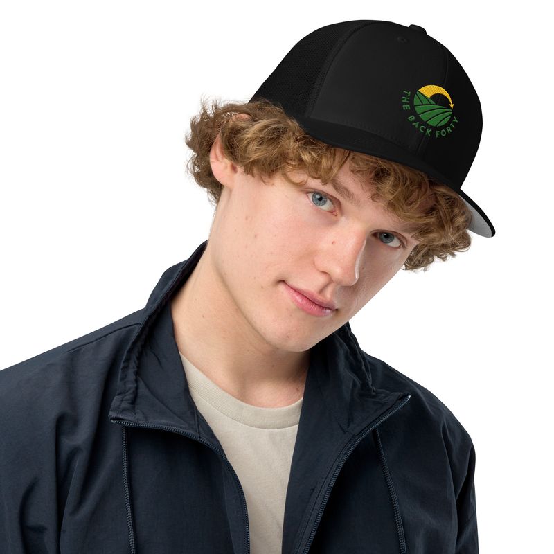 The Back Forty logo closed-back trucker cap