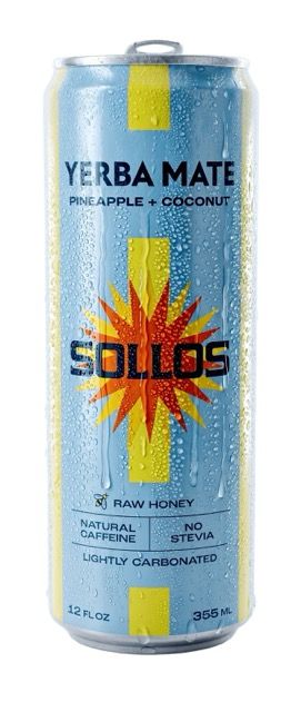 SOLLOS, Yerba Mate Pineapple and Coconut, Natural Caffeine - 355ML
