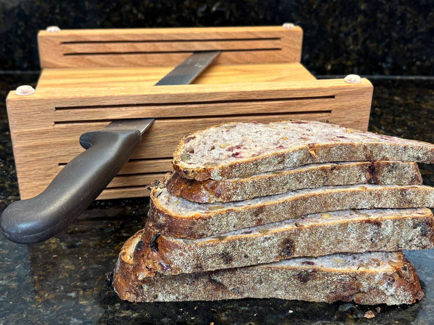Hand Crafted Bread Slicing Guide Horizontal MAXI FIVE CUT Slice Thickness 3/8, 1/2, 3/4, 7/8 and 1 1/8-inch Max Loaf Width 7-inches