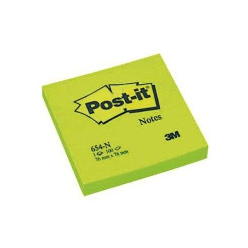 Bloco Notas Aderentes Post-it Verde Néon 76x76mm.