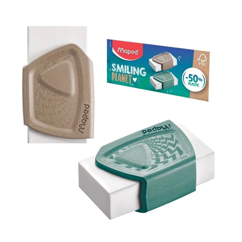 Borracha Maped Smiling Planet Branca c/ Proteção