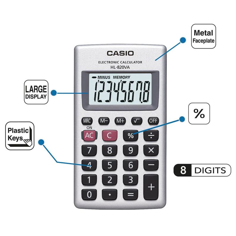 Calculadora de Bolso HL-820VA C/8 DÍGITOS