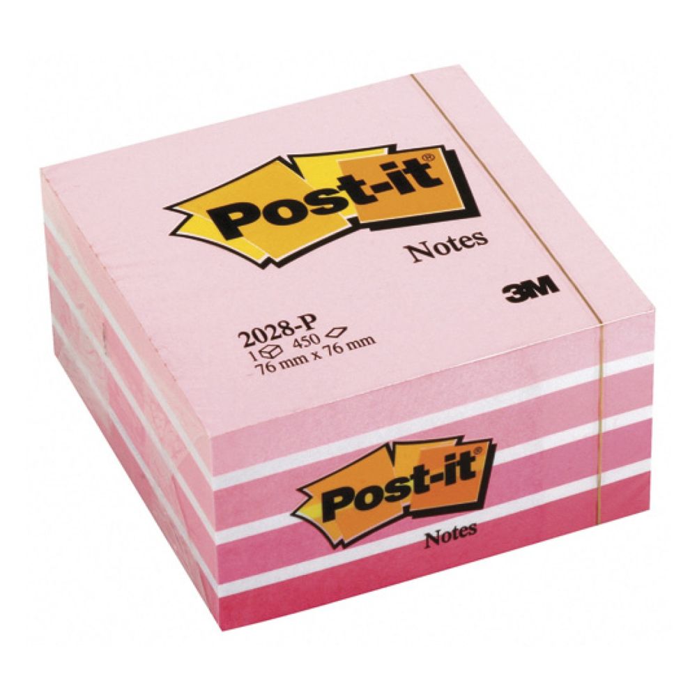 Cubo Notas Aderentes Post-it Rosa Pastel 76x76mm.