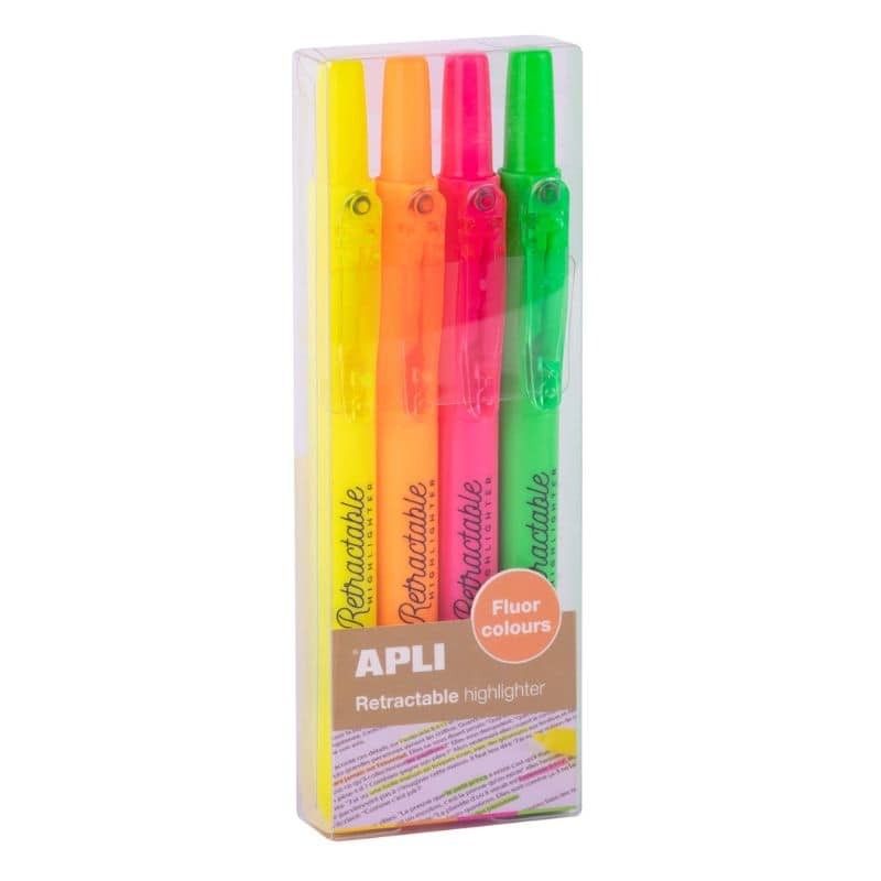 Marcador Apli Fluorescente Retrátil c/ 4un