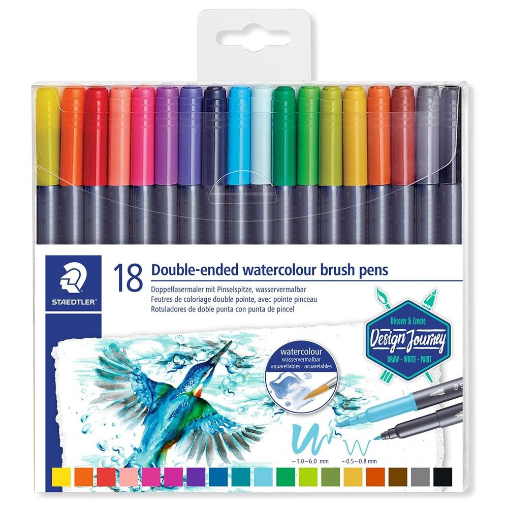 Marcador Staedtler Pincel Aguarela Ponta Dupla 18