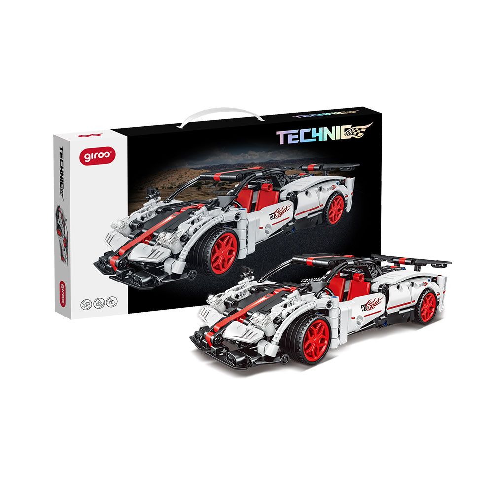 Giros Encaixes Technic Racing Car Pullback Branco