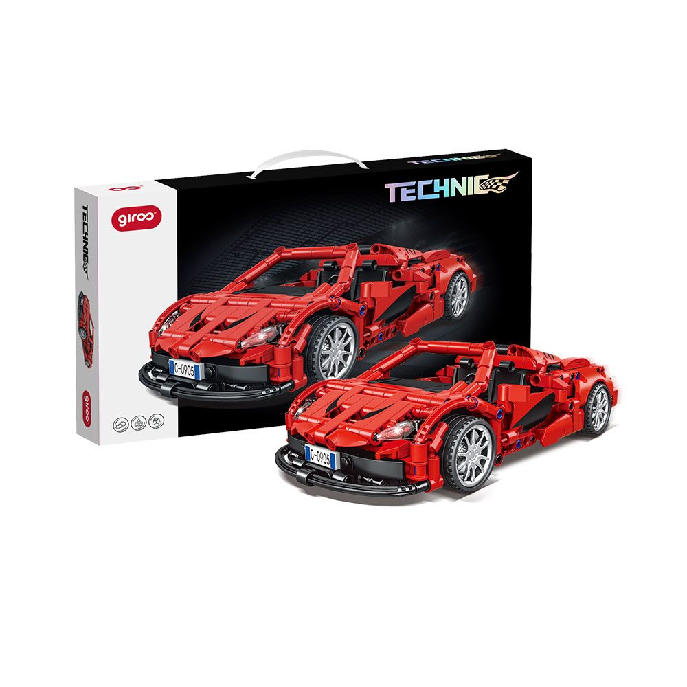 Giros Encaixes Technic Racing Car Pullback Vermelho