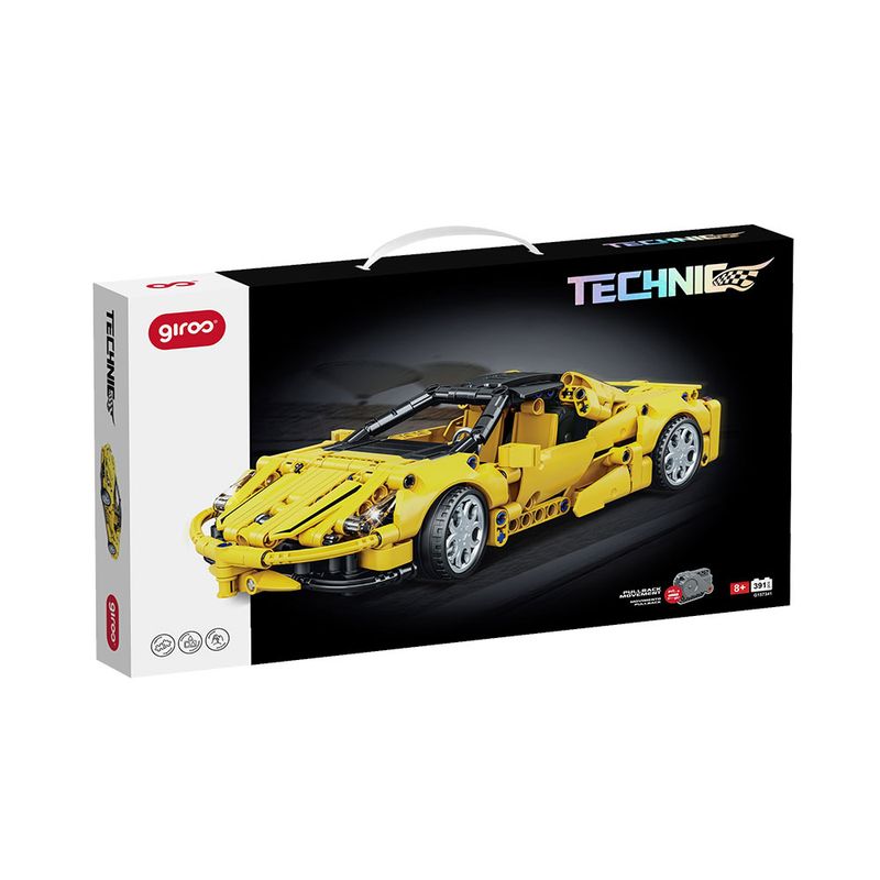 Giros Encaixes Technic Racing Car Pullback Amarelo