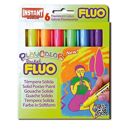 Tinta Guache Sólido Instant Playcolor Fluo c/ 6 cores