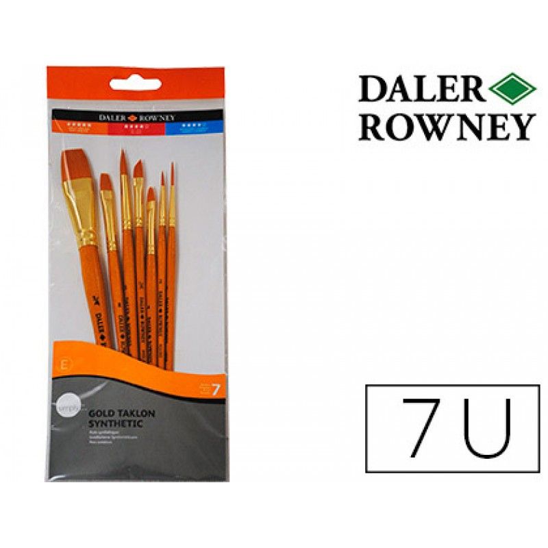Pincel Daler Rowney em Taklon Dourado c/7un