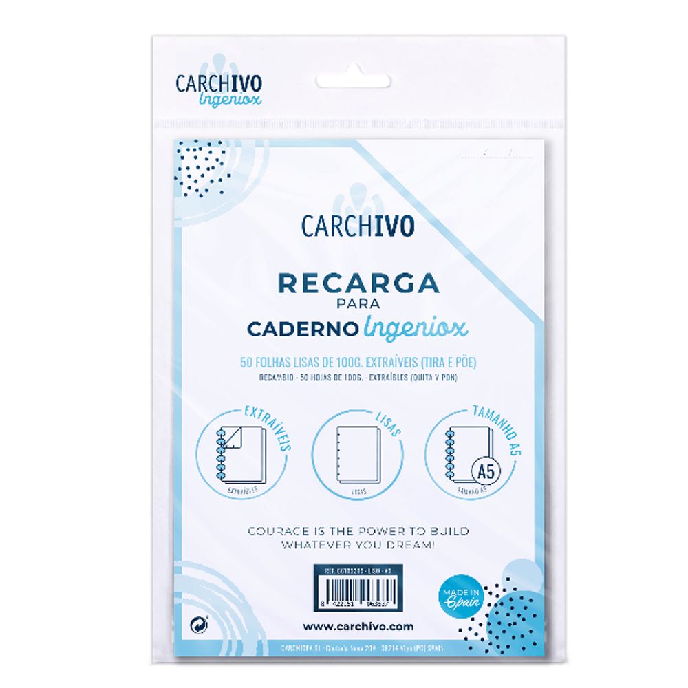 Recarga My Planner A5 p/ Caderno Intelig​. Carchivo Ingeniox