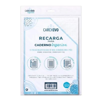 Recarga A4 Quad. p/ Caderno Intelig​. Carchivo Ingeniox