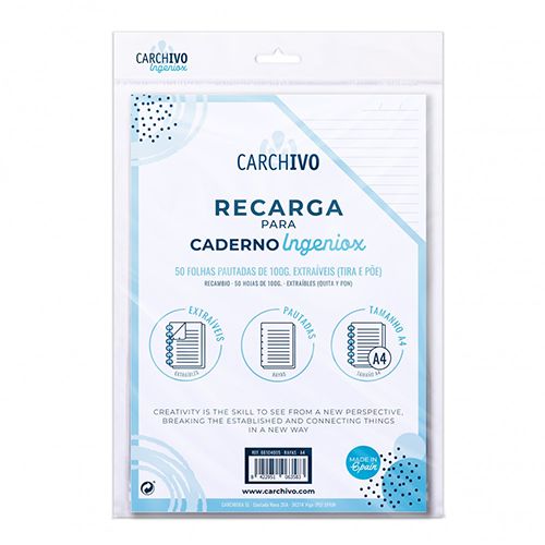 Recarga A4 Paut. p/ Caderno Intelig​. Carchivo Ingeniox