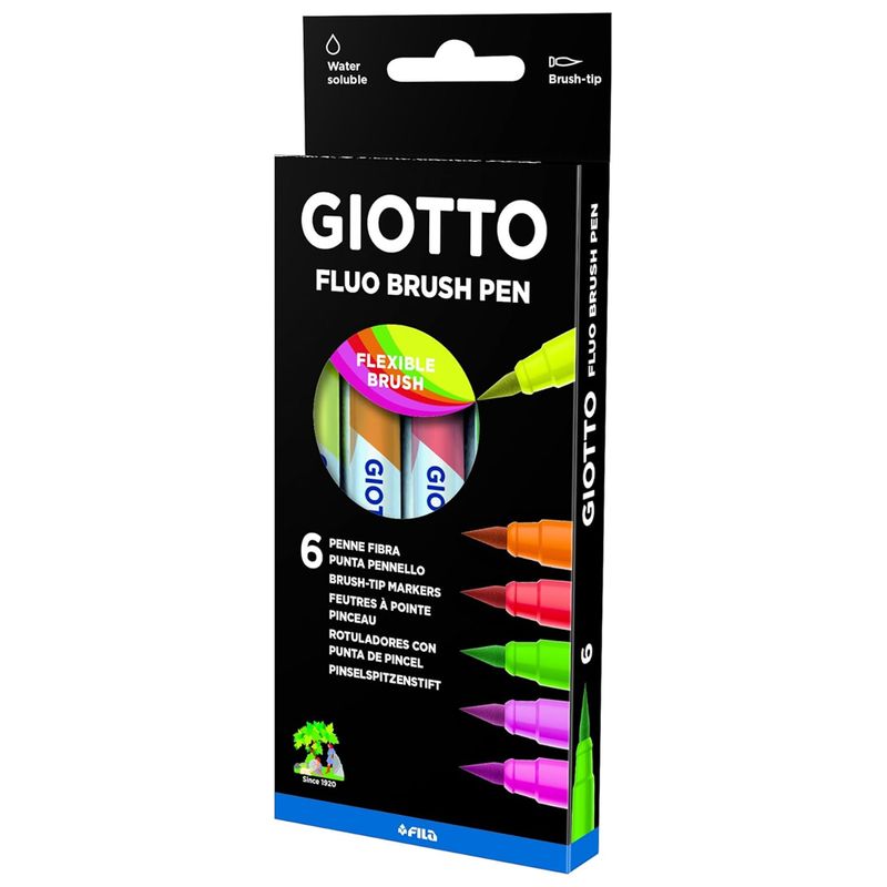 Marcadores Giotto Turbo Soft Brush Fluo 6