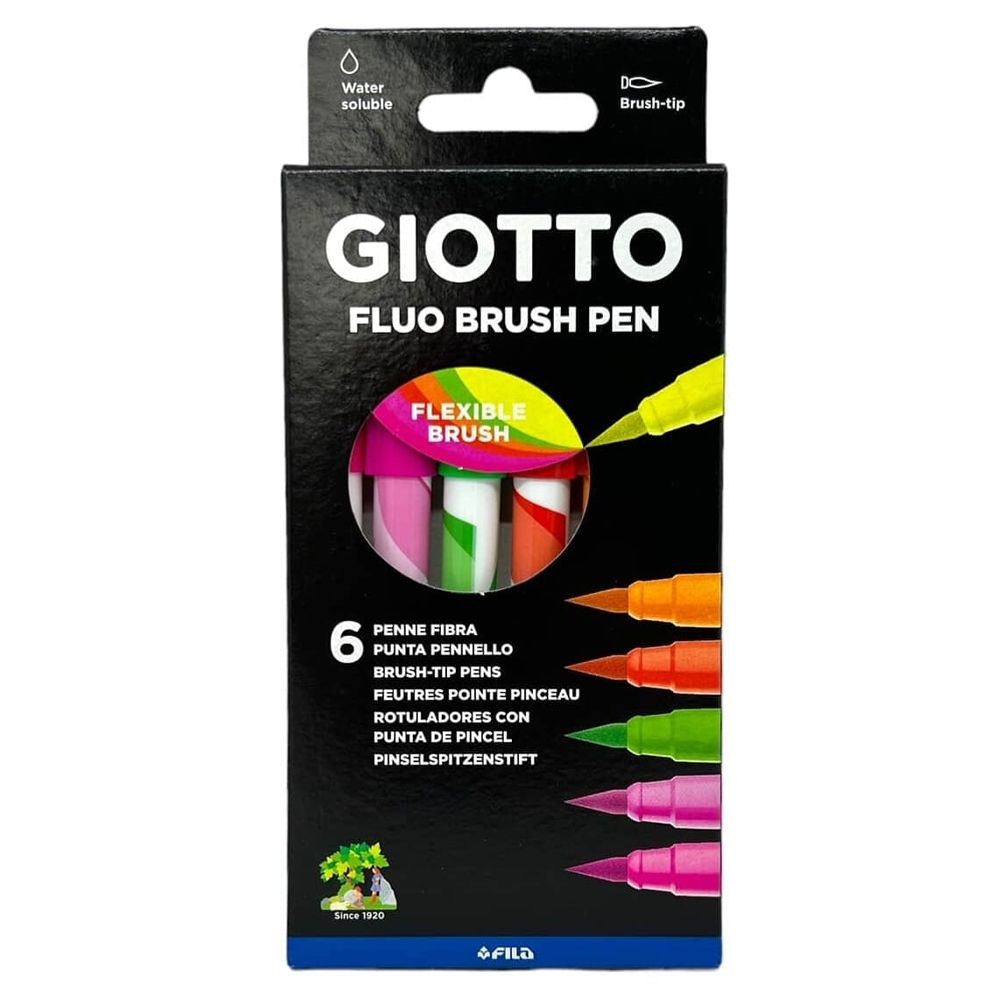 Marcadores Giotto Turbo Soft Brush Fluo 6