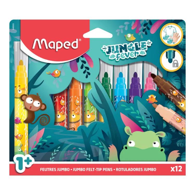 Lápis Cera Maped Jumbo Jungle Fever 12
