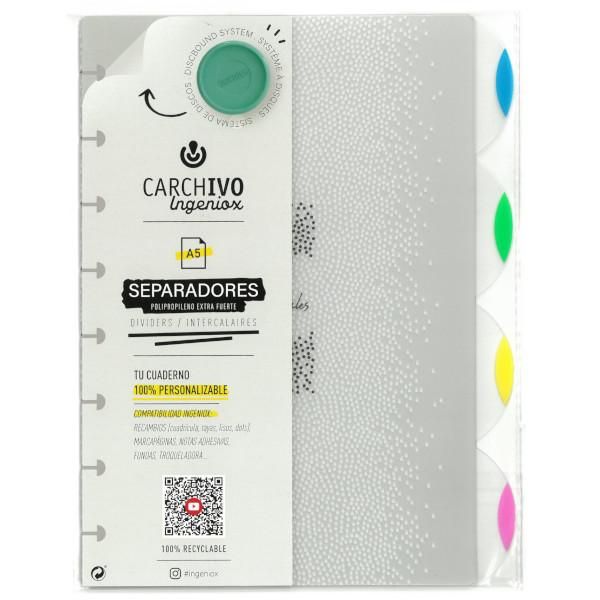 Separadores A5 p/ Caderno Intelig​. Carchivo Ingeniox