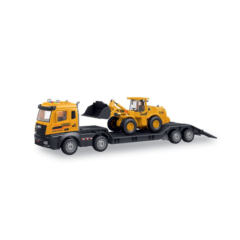 2 em 1 Camião Transporte com Carregadora, Luz e Sons