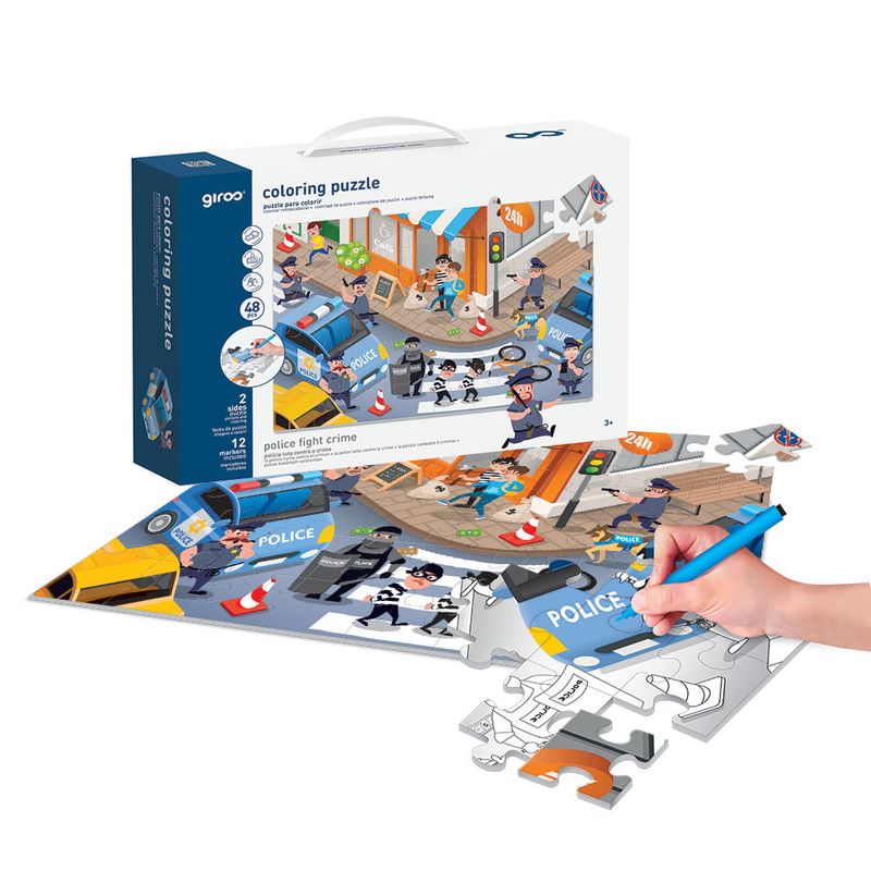 Puzzle Colorir 2 Faces 48 Pcs Cidade Giros Play